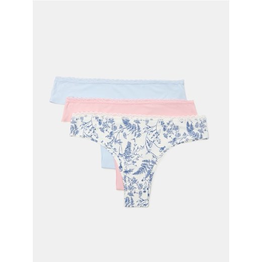 Sinsay - Majtki brazyliany z koronką 3 pack - wielobarwny ze sklepu Sinsay w kategorii Majtki damskie - zdjęcie 185479797