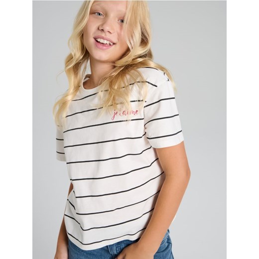 Sinsay - Koszulka z nadrukiem Je t'aime - wielobarwny ze sklepu Sinsay w kategorii Bluzki dziewczęce - zdjęcie 185479816