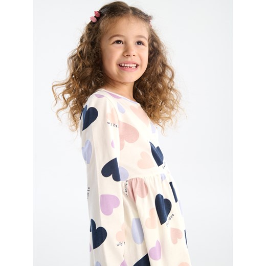 Sinsay - Bawełniana sukienka w serca - różowy Sinsay 98 (2-3 l) Sinsay