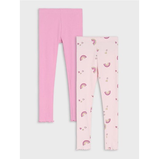Sinsay - Prążkowane legginsy 2 pack - wielobarwny - id: 680FV-MLC - marki Sinsay - 185482516 Sinsay - Prążkowane legginsy 2 pack - wielobarwny ze sklepu Sinsay w kategorii Spodnie dziewczęce - zdjęcie 185482516