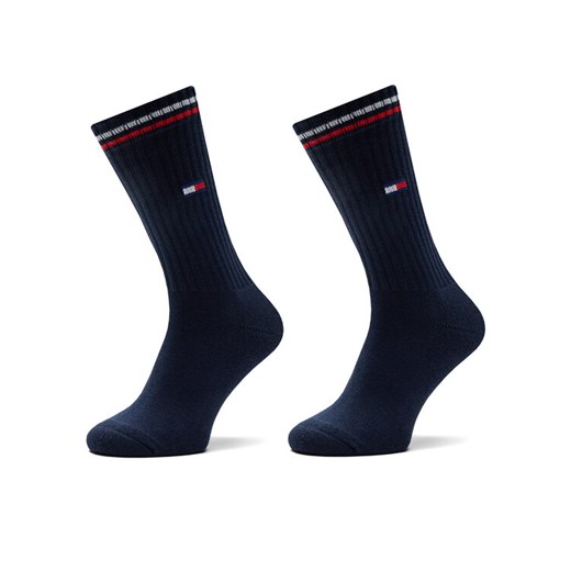 Zestaw 2 par wysokich skarpet damskich Tommy Hilfiger 701228176 Granatowy ze sklepu eobuwie.pl w kategorii Skarpetki damskie - zdjęcie 185483108