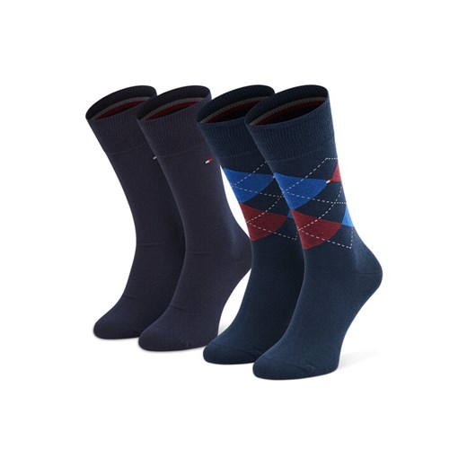 Zestaw 2 par wysokich skarpet męskich Tommy Hilfiger 100001495 Granatowy ze sklepu eobuwie.pl w kategorii Skarpetki męskie - zdjęcie 185483755