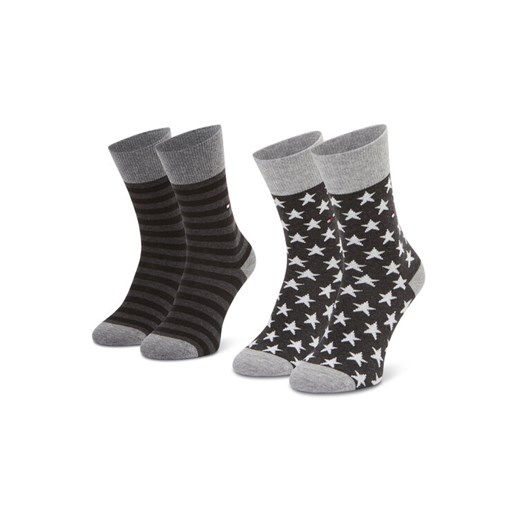 Tommy Hilfiger Zestaw 2 par wysokich skarpet unisex 100000816 Szary ze sklepu MODIVO w kategorii Skarpetki damskie - zdjęcie 185484015