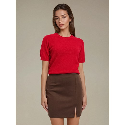 Sinsay - Spódnica mini z rozcięciem - brązowy Sinsay XL Sinsay