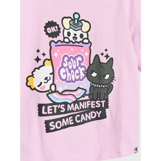 Sinsay - Bawełniana koszulka z nadrukiem Toca Boca - fioletowy Sinsay 122 (6-7 l) Sinsay