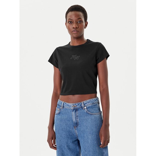 HUGO T-Shirt Rhinestone 50551404 Czarny Slim Fit ze sklepu MODIVO w kategorii Bluzki damskie - zdjęcie 185486846