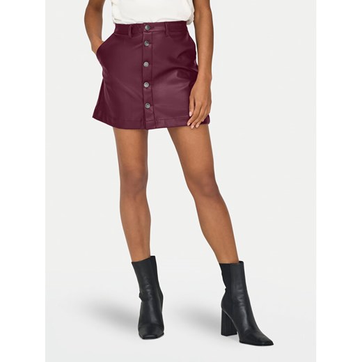 ONLY Spódnica z imitacji skóry Amazing 15331876 Bordowy Slim Fit ze sklepu MODIVO w kategorii Spódnice - zdjęcie 185486926