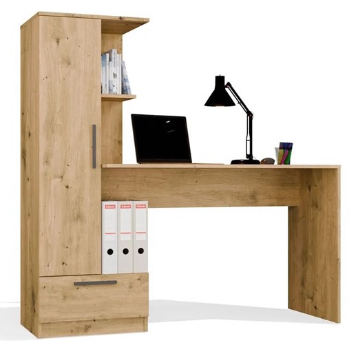 Nowoczesne biurko z regałem dąb artisan Z8-S10 ze sklepu Edinos.pl w kategorii Biurka i sekretarzyki - zdjęcie 185488347