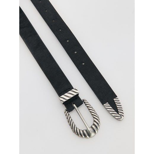 Reserved - Skórzany pasek z włosem - czarny Reserved M/L Reserved