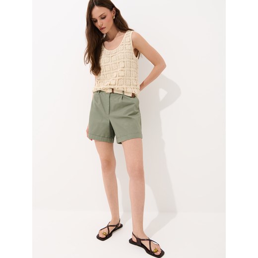 Mohito - Szorty z paskiem - zielony Mohito 36 okazja Mohito