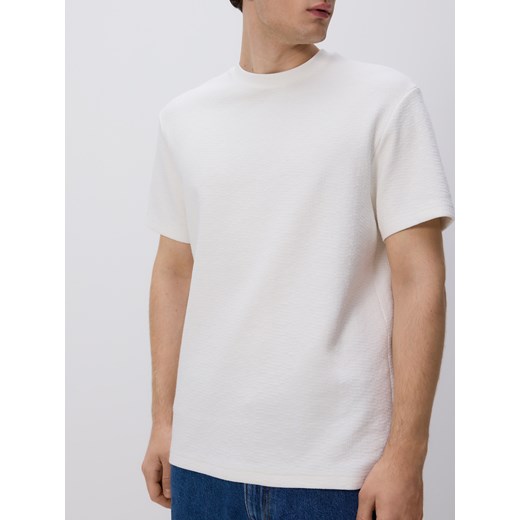 Reserved - Strukturalny t-shirt comfort fit - złamana biel Reserved XXL Reserved