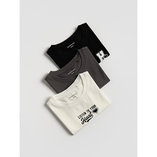 Reserved - Bawełniany t-shirt 3 pack - wielobarwny ze sklepu Reserved w kategorii Bluzki dziewczęce - zdjęcie 185492005
