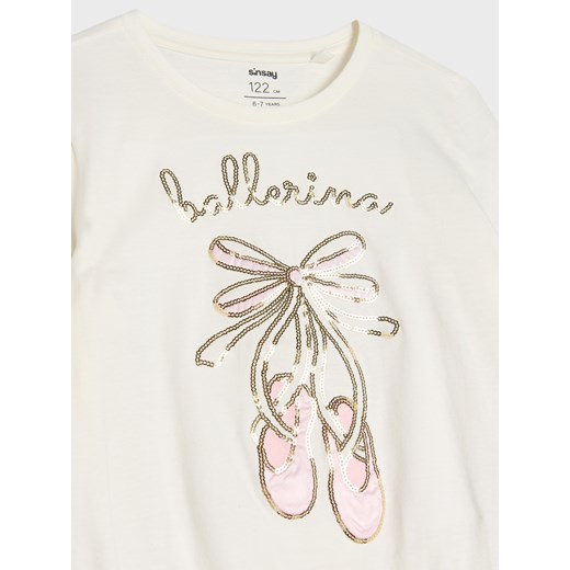 Sinsay - Koszulka z długimi rękawami - kremowy Sinsay 110 (4-5 l) Sinsay