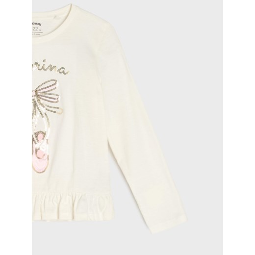 Sinsay - Koszulka z długimi rękawami - kremowy Sinsay 128 (7-8 l) Sinsay