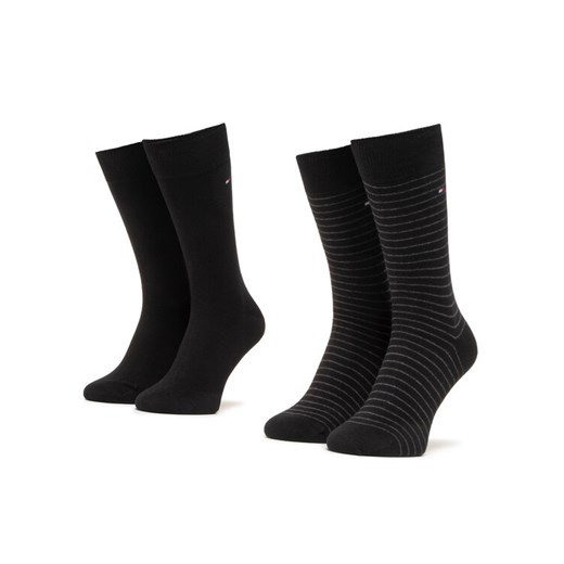 Zestaw 2 par wysokich skarpet męskich Tommy Hilfiger 100001496 Czarny ze sklepu eobuwie.pl w kategorii Skarpetki męskie - zdjęcie 185494295