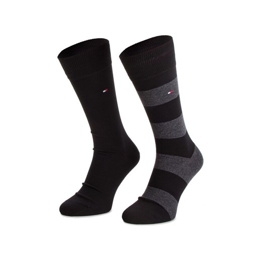 Zestaw 2 par wysokich skarpet unisex Tommy Hilfiger 342021001 Czarny ze sklepu eobuwie.pl w kategorii Skarpetki męskie - zdjęcie 185494297