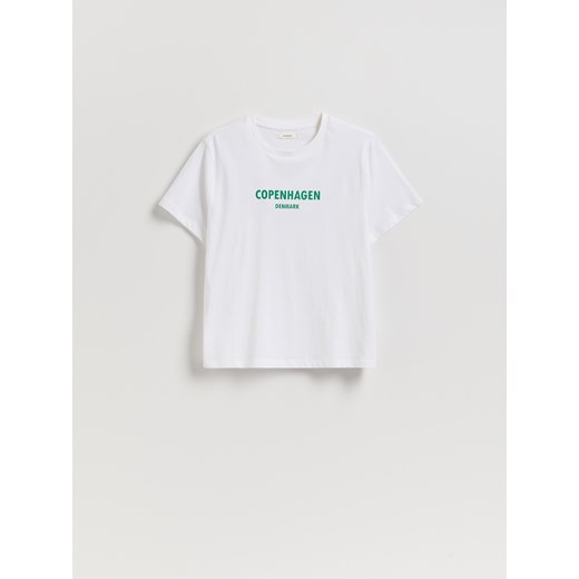 Reserved - T-shirt z nadrukiem - biały ze sklepu Reserved w kategorii Bluzki damskie - zdjęcie 185496207
