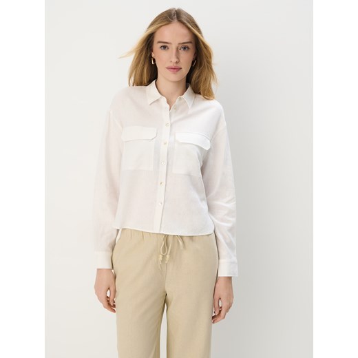 Mohito - Koszula z lnu i wiskozy - kremowy ze sklepu Mohito w kategorii Koszule damskie - zdjęcie 185499085