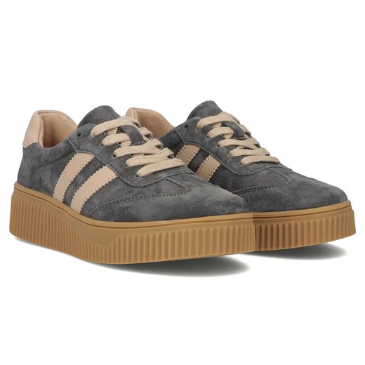Skórzane sneakersy damskie szare Filippo DP6776/25 ze sklepu ulubioneobuwie w kategorii Buty sportowe damskie - zdjęcie 185500027