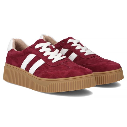 Skórzane sneakersy damskie bordowe Filippo DP6776/25 ze sklepu ulubioneobuwie w kategorii Buty sportowe damskie - zdjęcie 185500028