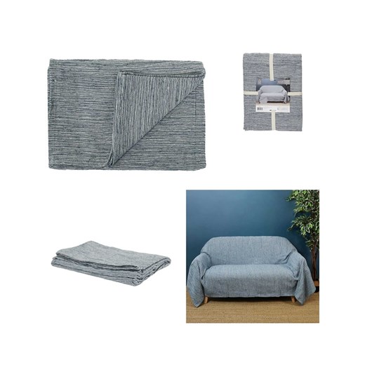 THE HOME DECO FACTORY Koc w kolorze niebieskim - 250 x 170 cm ze sklepu Limango Polska w kategorii Tekstylia - zdjęcie 185502367