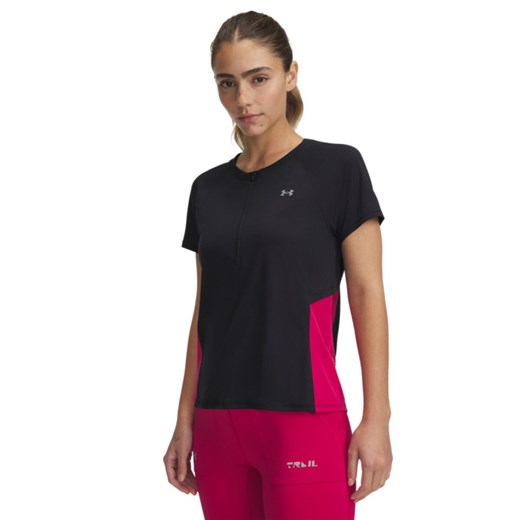 Damska koszulka do biegania Under Armour UA Trail Run Zip SS - czarna ze sklepu Sportstylestory.com w kategorii Bluzki damskie - zdjęcie 185504195