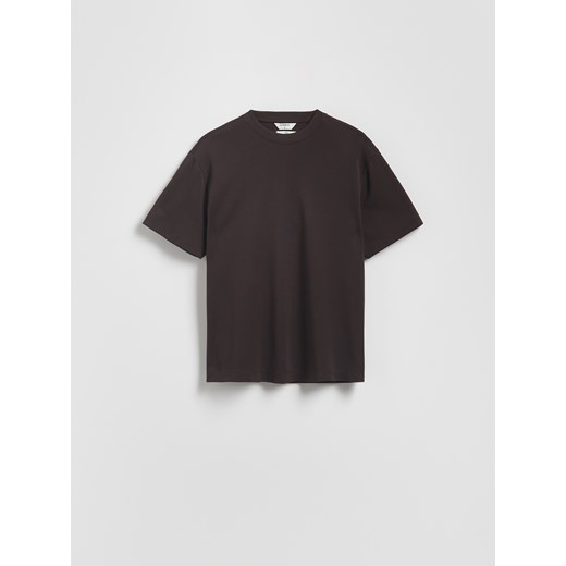 Reserved - Bawełniany t-shirt boxy - ciemnobrązowy ze sklepu Reserved w kategorii T-shirty męskie - zdjęcie 185506358
