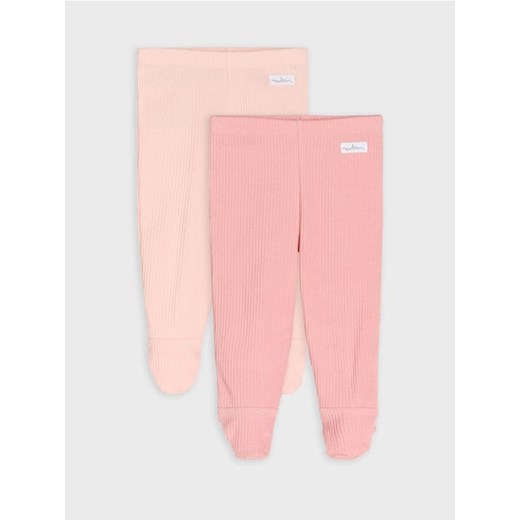 Sinsay - Prążkowane spodnie z zakrytymi stopami 2 pack - różowy ze sklepu Sinsay w kategorii Body niemowlęce - zdjęcie 185506617