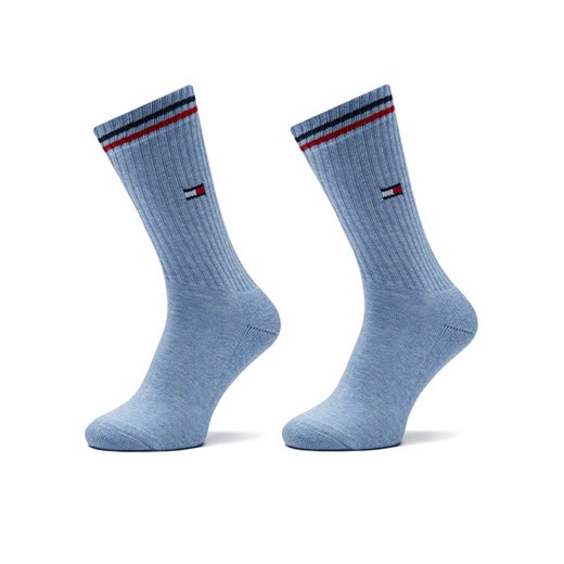 Zestaw 2 par wysokich skarpet damskich Tommy Hilfiger 701228176 Niebieski ze sklepu eobuwie.pl w kategorii Skarpetki damskie - zdjęcie 185507107