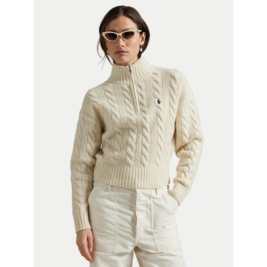 Polo Ralph Lauren Sweter 211972130003 Écru Relaxed Fit ze sklepu MODIVO w kategorii Swetry damskie - zdjęcie 185507495