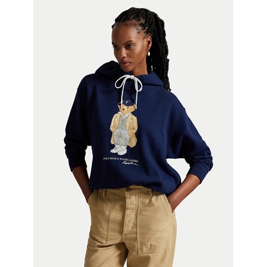 Polo Ralph Lauren Bluza 211971757001 Granatowy Relaxed Fit ze sklepu MODIVO w kategorii Bluzy damskie - zdjęcie 185507597