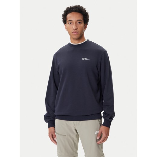 Jack Wolfskin Bluza Essential A63843 Granatowy Regular Fit ze sklepu MODIVO w kategorii Bluzy męskie - zdjęcie 185510628