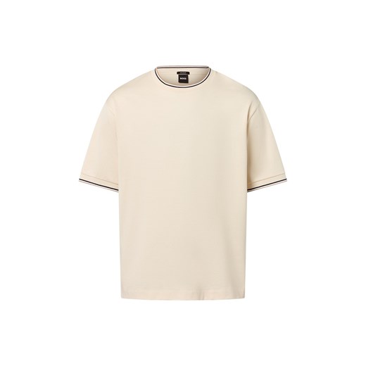 BOSS Koszulka męska - Tames Mężczyźni Bawełna beżowy jednolity ze sklepu vangraaf w kategorii T-shirty męskie - zdjęcie 185512438