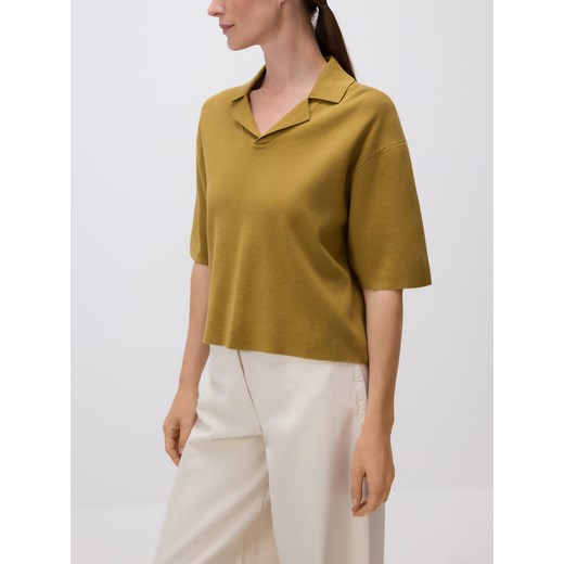 Reserved - Bluzka z reglanowym rękawem - warm olive Reserved M Reserved