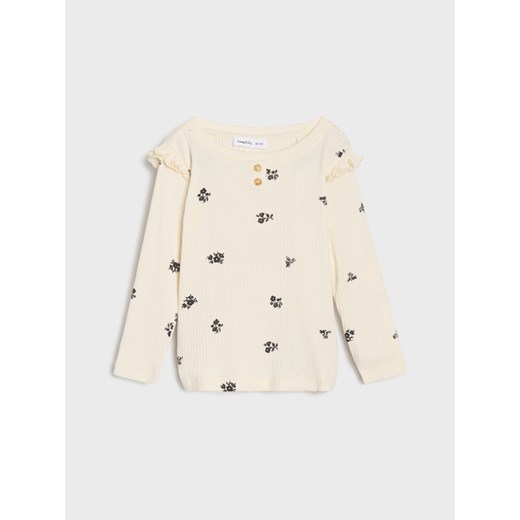 Sinsay - Koszulki z długimi rękawami 2 pack - kremowy Sinsay 98 (2-3 l) Sinsay