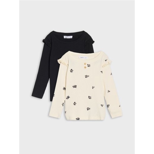 Sinsay - Koszulki z długimi rękawami 2 pack - kremowy ze sklepu Sinsay w kategorii Kaftaniki i bluzki - zdjęcie 185514005