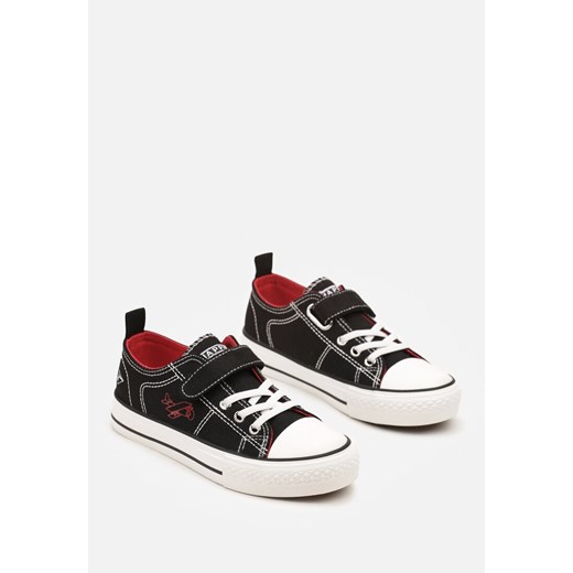 Czarno-Czerwone Trampki pod Kostkę z Samolotami Ifanne 32 born2be.pl