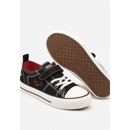 Czarno-Czerwone Trampki pod Kostkę z Samolotami Ifanne 36 born2be.pl