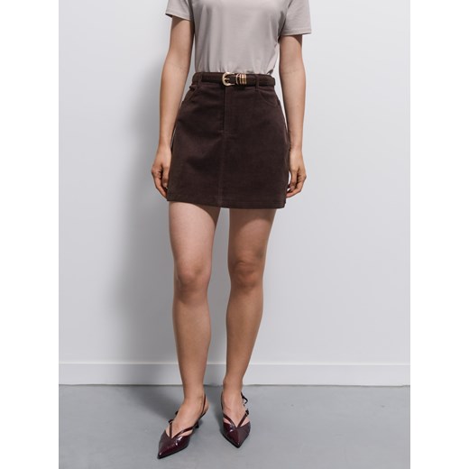 Mohito - Sztruksowa czekoladowa spódnica mini - ciemno brązowy Mohito 34 Mohito