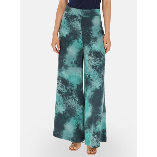 Szerokie spodnie damskie w granatowo-zielonym odcieniu EyeForFashion ze sklepu Eye For Fashion w kategorii Spodnie damskie - zdjęcie 185516138