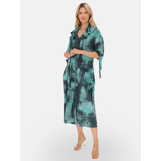 Sukienka koszulowa w zielono-czarny wzór tie-dye EyeForFashion ze sklepu Eye For Fashion w kategorii Sukienki - zdjęcie 185516139