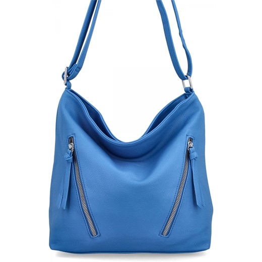 Torebka Damska Duża Listonoszka firmy Herisson 1052L2082 Niebieska ze sklepu PaniTorbalska w kategorii Listonoszki - zdjęcie 185516187