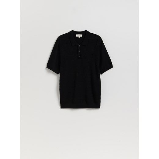 Reserved - Koszulka polo z wiskozą CIRCULOSE® - czarny ze sklepu Reserved w kategorii T-shirty męskie - zdjęcie 185516398