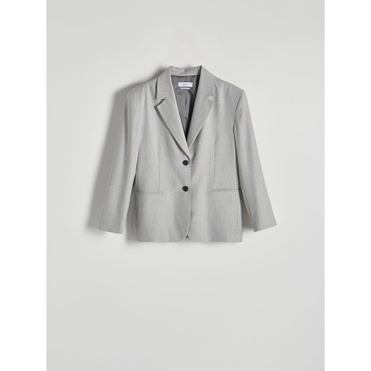 Reserved - Jednorzędowa marynarka z wiskozą - jasnoszary ze sklepu Reserved w kategorii Marynarki damskie - zdjęcie 185516439