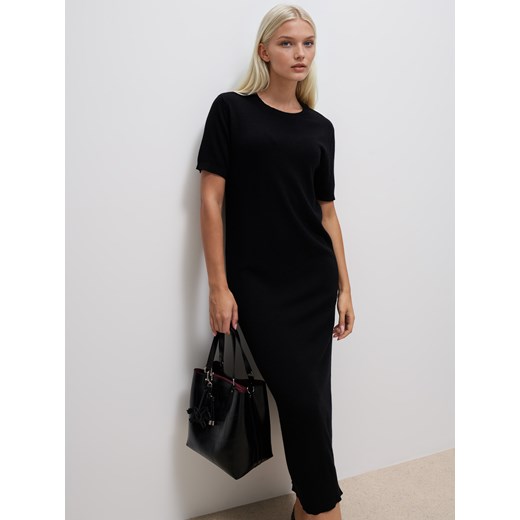 Mohito - Dzianinowa sukienka midi z wełną - czarny Mohito L Mohito