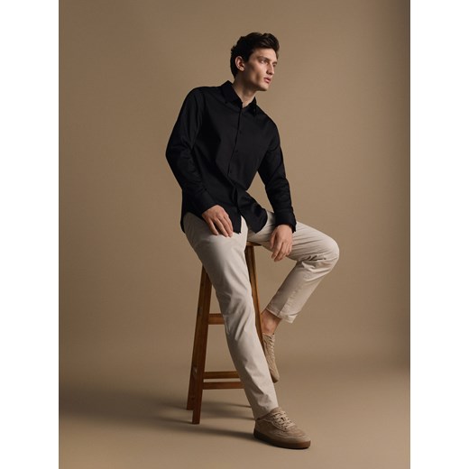 Reserved - Bawełniana koszula slim fit - czarny ze sklepu Reserved w kategorii Koszule męskie - zdjęcie 185518285