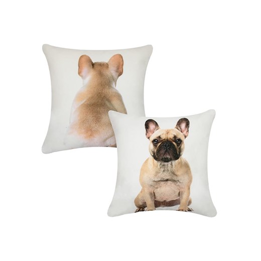 Mars &amp; More Poduszka &quot;French Bulldog&quot; w kolorze jasnobrązowo-białym - 33 x 33 cm ze sklepu Limango Polska w kategorii Poduszki dekoracyjne - zdjęcie 185520847