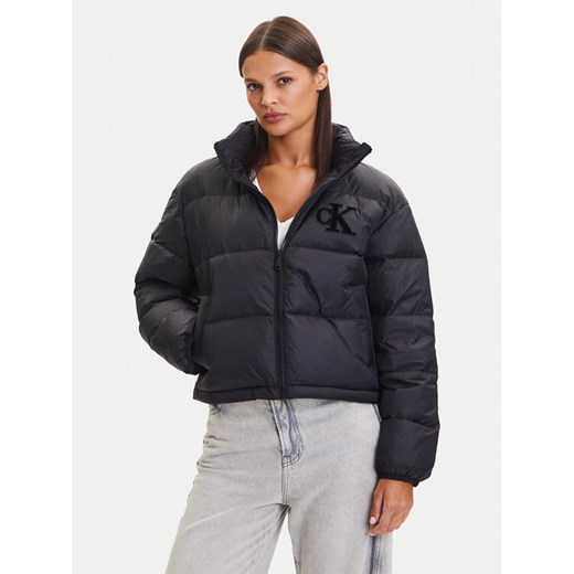 Calvin Klein Jeans Kurtka puchowa Graphic Logo LV047D503G Czarny Regular Fit ze sklepu MODIVO w kategorii Kurtki damskie - zdjęcie 185521596