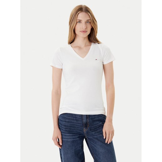 Tommy Jeans T-Shirt Tjw Skinny Stretch DW0DW09197 Biały Slim Fit ze sklepu MODIVO w kategorii Bluzki damskie - zdjęcie 185521627