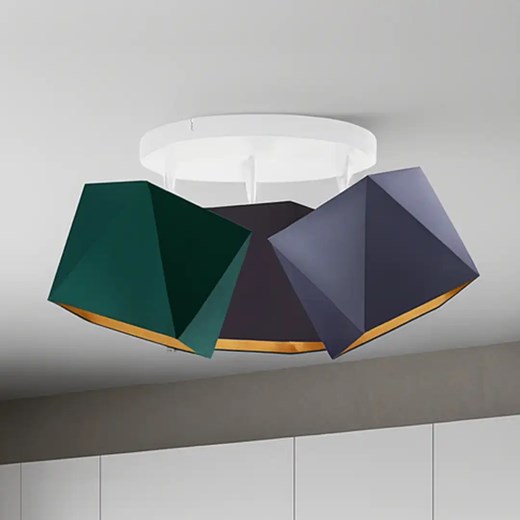 Potrójna lampa sufitowa z tkaninowymi kloszami MINORKA GOLD regulowana 3xE27 ze sklepu Lysne w kategorii Lampy sufitowe - zdjęcie 185523546
